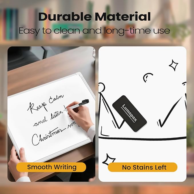 Small Dry Erase Board for Wall, 16" x 12" Double-Sided Hanging Whiteboard, Magnetic White Board with 4 Markers, 4 Magnets and 3 Mini Sticky Notes, Portable Whiteboard for Kids, School, Home, Office