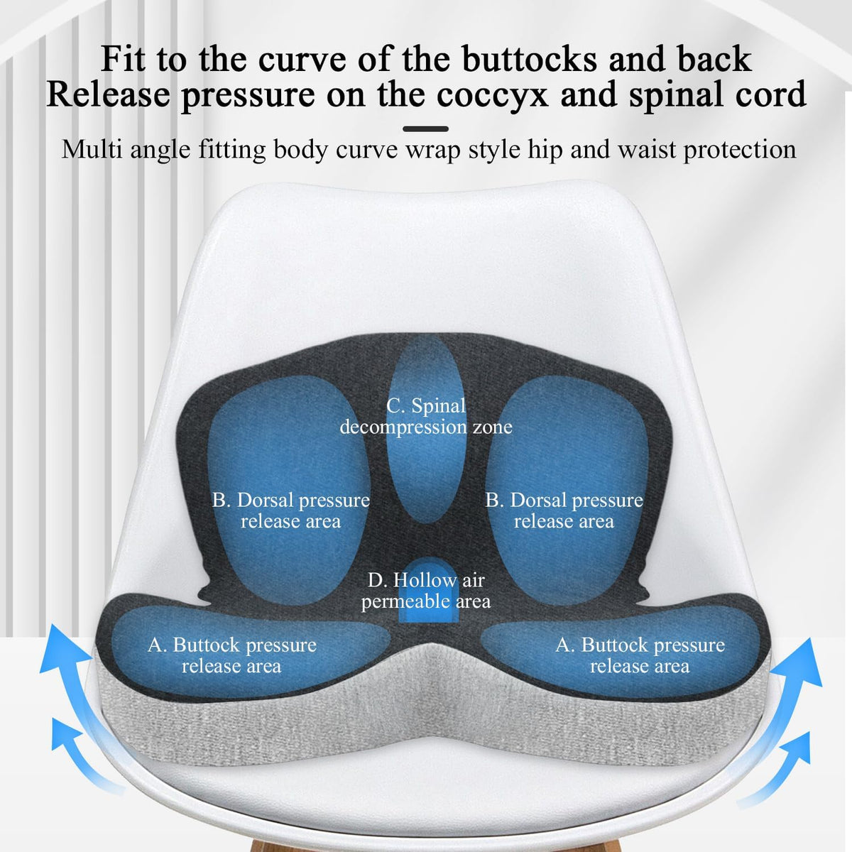 Seat Cushion for Truck Driver, Memory Foam Truck Seat Cushion with Adjustable Strap – Ergonomic Back Support & Sciatica Relief for Long Drives, Semi Truck Accessories