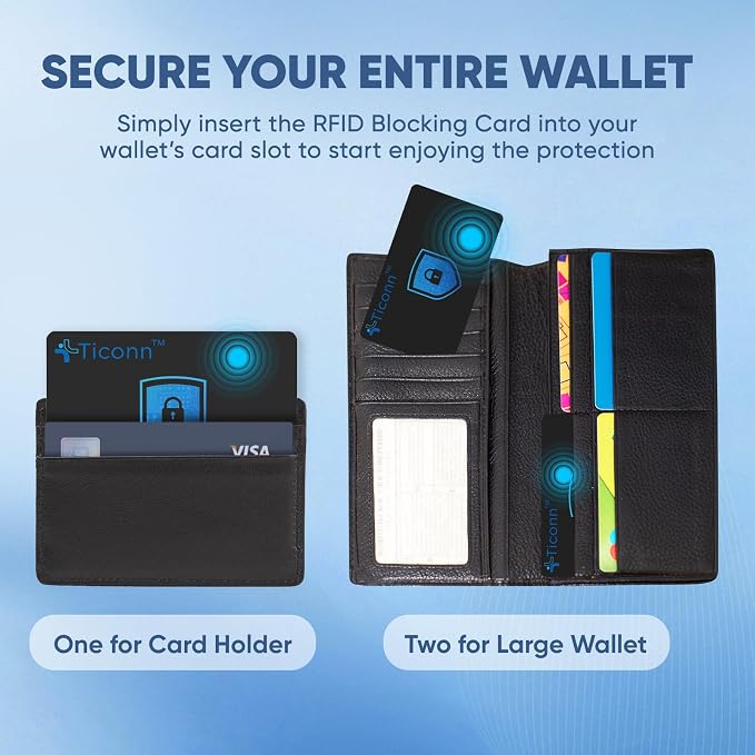 TICONN RFID Blocking Cards - 10 Pack, Premium Contactless NFC Debit Credit Card Passport Protector Blocker Set for Men & Women, Smart Slim Design Perfectly fits in Wallet/Purse (10)