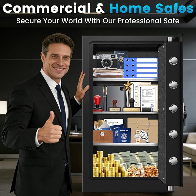 [2026 Upgraded] 35 Mins Heavy Duty Fireproof Safe, 7.5 Cuft Home Safe | Fire Proof Safe with Digital Keypad Keys, Smart Alert, Mute Mode, Security Safes for Home Office Documents