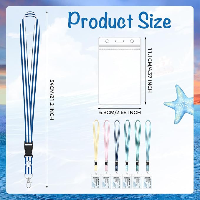 6 Pack Lanyards for Cruise Ship Cards with Waterproof ID Card Badge Holders for Royal Caribbean Cruise Essentials 2026（Stripes）