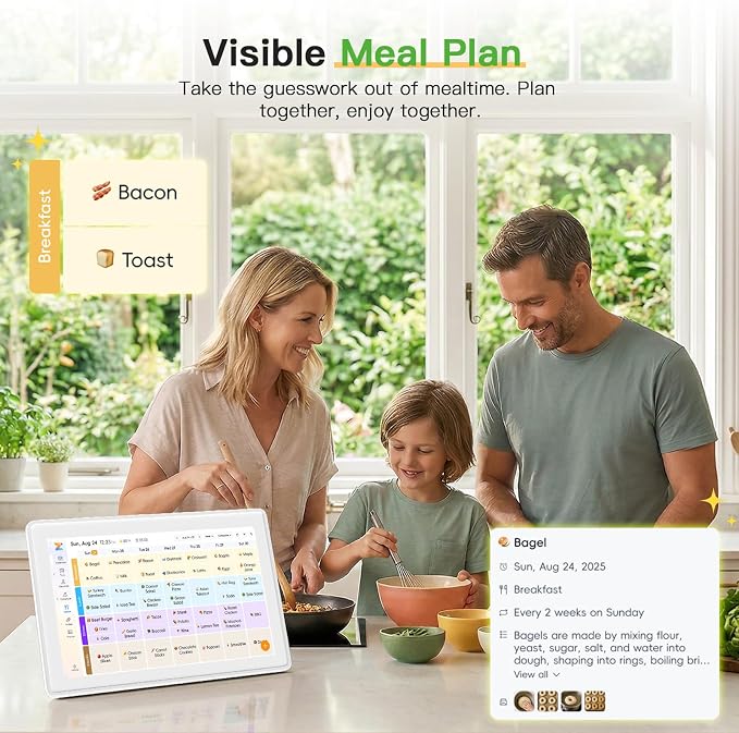 15.6" Digital Frame Calendar, Digital Wall Calendar Touchscreen, Electronic Family Calendar Meal Planner, Chore Chart, Google/iCloud/Outlook Sync, Photo Display, No Subscription for Mom,Busy Parents
