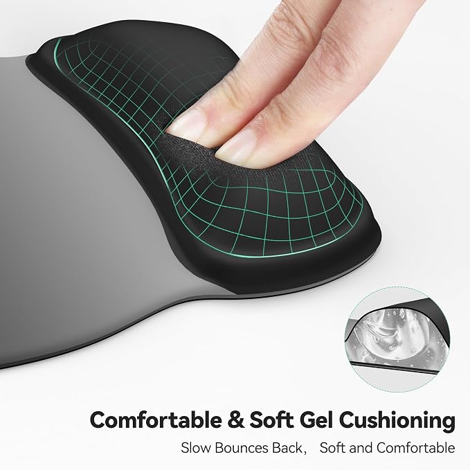 TECKNET Gel Ergonomic Mouse Pad with Wrist Rest, Non-Slip PU Base, Gradient | Comfortable Gel Cushion, Pain Relief, Smooth and Waterproof Surface, Mouse Pad with Wrist Rest for Office, Gaming and Study