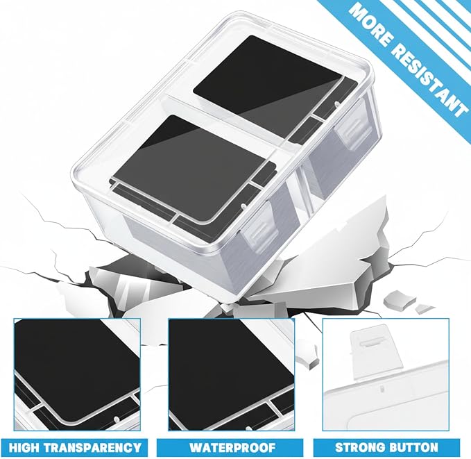 Vicenpal 300 Card Storage Box Compatible with Mtg TCG Clear Plastic Trading Card Storage Box with Removable Divider Hard Trading Deck Case for Baseball Football Game Organizer Collector(4 Pcs)