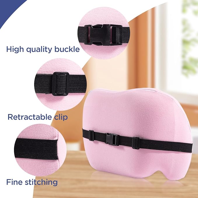 Lumbar Support Pillow for Office Chair, Memory Foam Car Back Cushion | Lumbar Pillow Lower Back with Adjustable Straps, Ergonomic Chair Back Pillow for Office, Car, Gaming Chairs and Bed