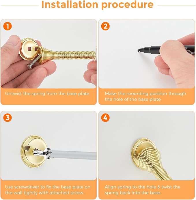 Ravinte Door Stoppers, 18 Pack Gold Spring Door Stops with Rubber Bumper, Door Stoppers for Bottom of Door