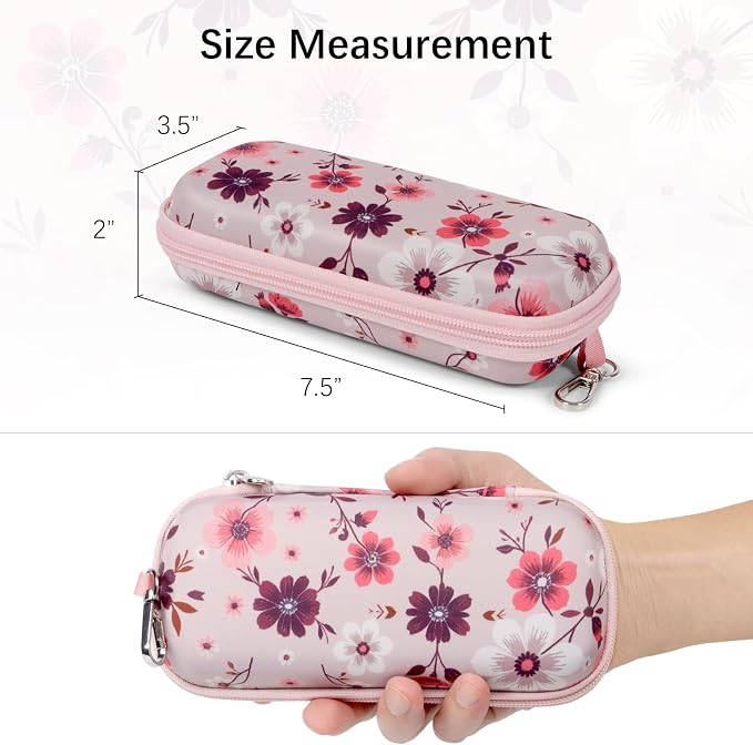 Double Eyeglasses Case Hard Shell Dual Sunglasses Organizer with Zipper Closure Travel Eyewear Storage for Vehicle