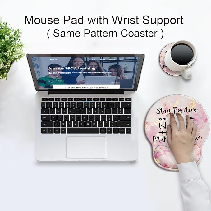 Ergonomic Mouse Pad with Wrist Rest Support,Gel Mouse Pads for Desk | Big Mousepad With Coaster Non-slip & Pain Relief for Computer, Home&Office Desk Decor