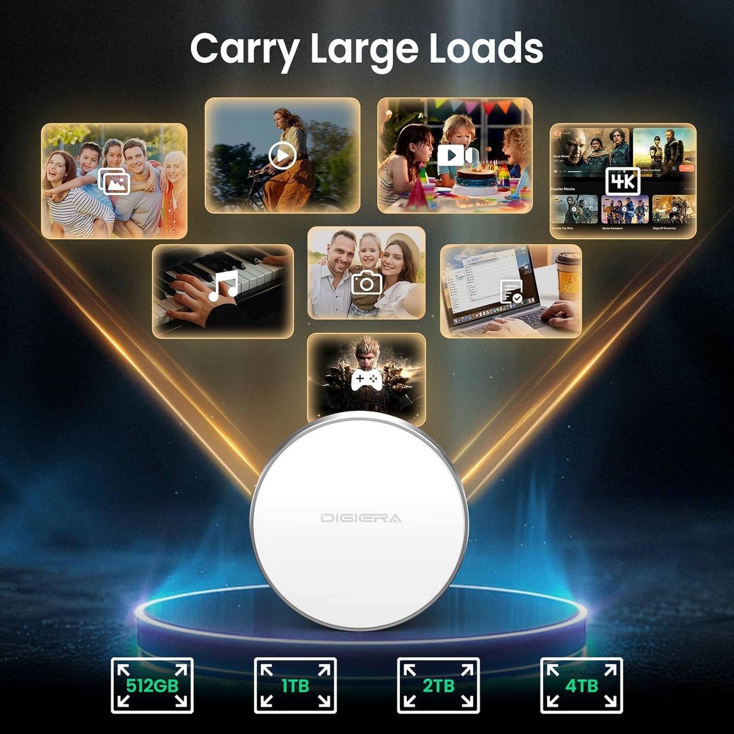 4TB Magnetic Portable SSD, External Solid State Drives with USB-C 3.2 Gen 2x2, Speed Up to 2000MB/s, Compact & Durable, Compatible with iPhone 15/16 Series and Other USB-C Devices, White