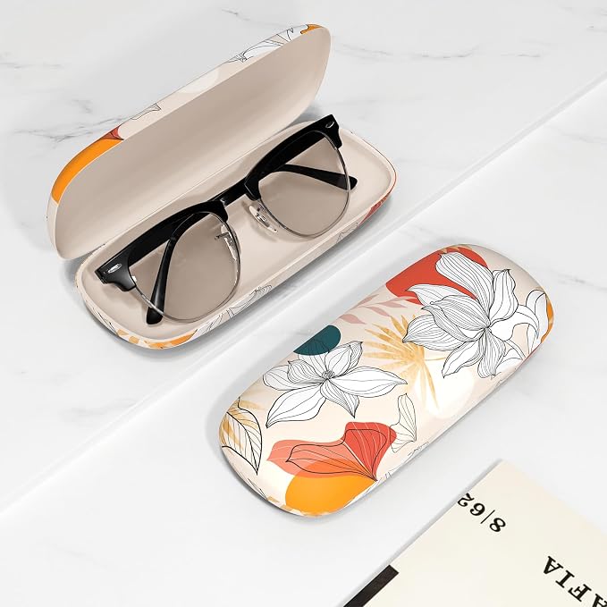 Eyeglasses Case, Portable Hard Shell Protective Case for Glasses, Eyeglass Holder Box for Women with Cleaning Cloth