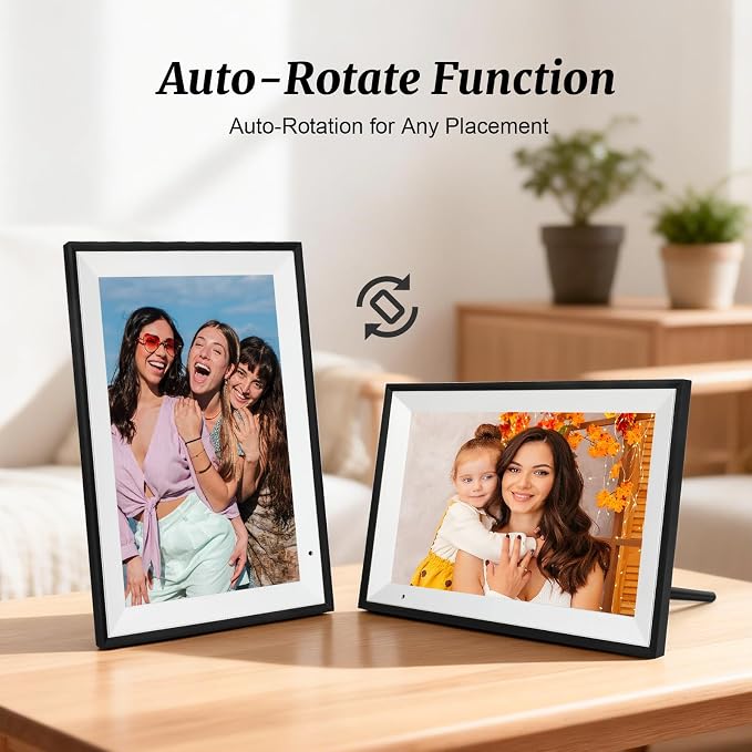 Digital Picture Frame 10.1 Inch Digital Photo Frame 32GB Storage, WiFi Picture Frame with1280x800 IPS Touch Screen, Auto-Rotate Photo Frame Share Your Photos and Videos via AiMOR App, Black
