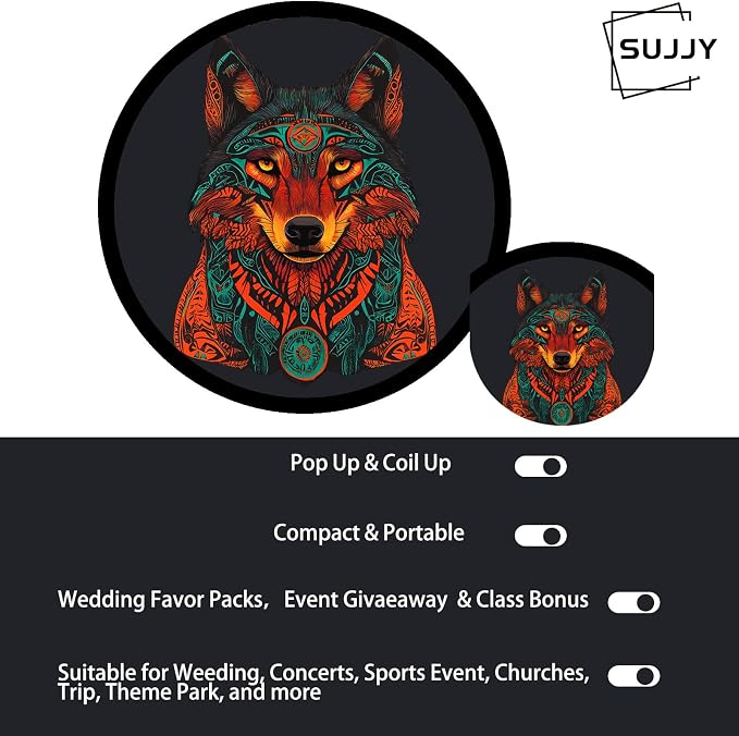 4 Pack Animal Foldable Hand Fans – Pocket-Sized Round Fans for Men & Women, Portable Cooling Fan for Travel, Concerts, Graduation, Indoor & Outdoor Use (Black)