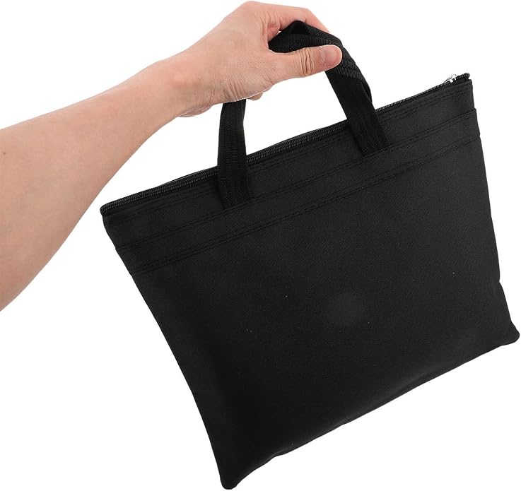 Oxford Cloth Document Briefcase with Dual Layer Design, Large Capacity Waterproof File Organizer Bag with Zipper and Handle for Business Occasions