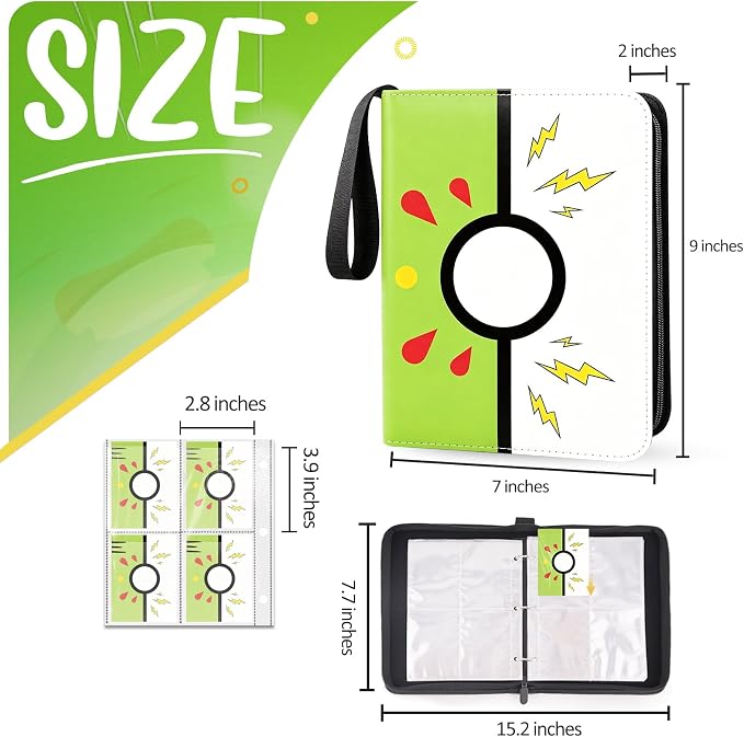 Collectible Trading Card Albums, 400 Card Holders with 50 Removable Sleeves, Portable 4 Pockets Collectible Trading Card Binder, PU Card Collection Binder for MTG, TCG, Sport Card, Game Cards