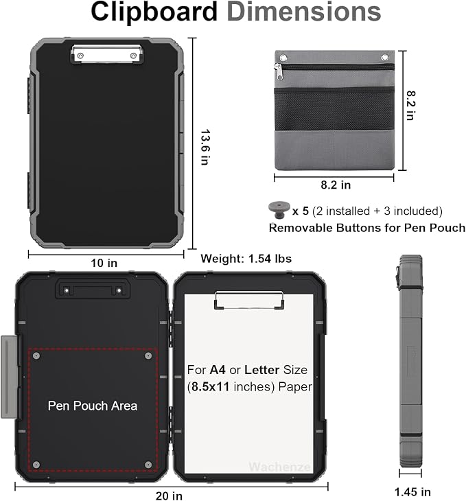 Thicker Clipboard with Storage, Internal Pen Pouch Included, A4 / Letter Size, Toughest Plastic Contractor Clip Boards 8.5x11, High Capacity Clipboards Box Case for Contractor Trucker Driver