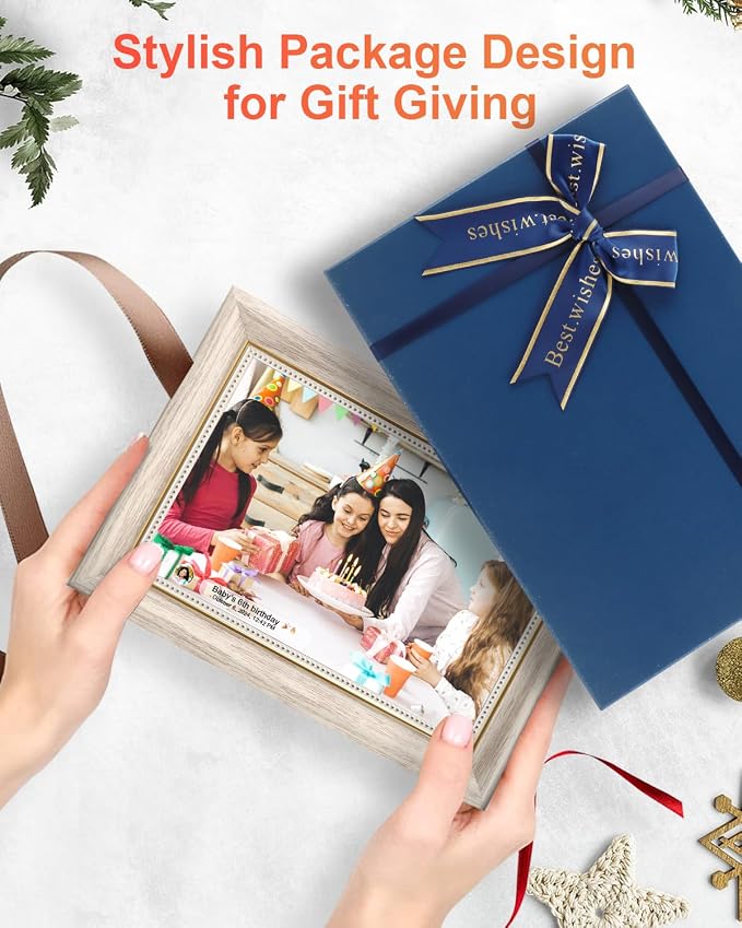 Frameo Digital Frame 10.1 Inch WiFi Digital Photo Frame with 32GB Storage, 1280x800 HD IPS Touch Screen Picture Frames with Frameo APP, Long Distance Realationship Gifts, Elderly Tech-Nordic White