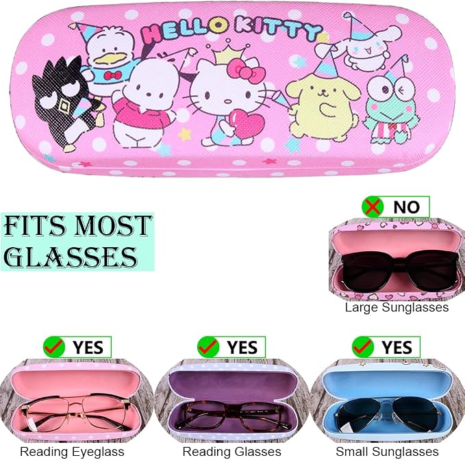 ADBGV Cute Stylish Hard Shell Eyeglasses Cases Protective Case Storage Box With Glasses Cloth Eyeglass Strap for Girl Teen