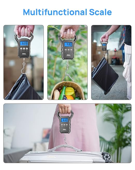 Meilen Fishing Scale,110lb/50kg Hanging Luggage Weigh Scale Unit with Backlit LCD Display, Suitcase Luggage Weigh Divice with Large Handle, Digital Postal Unit Fishing Gifts for Men