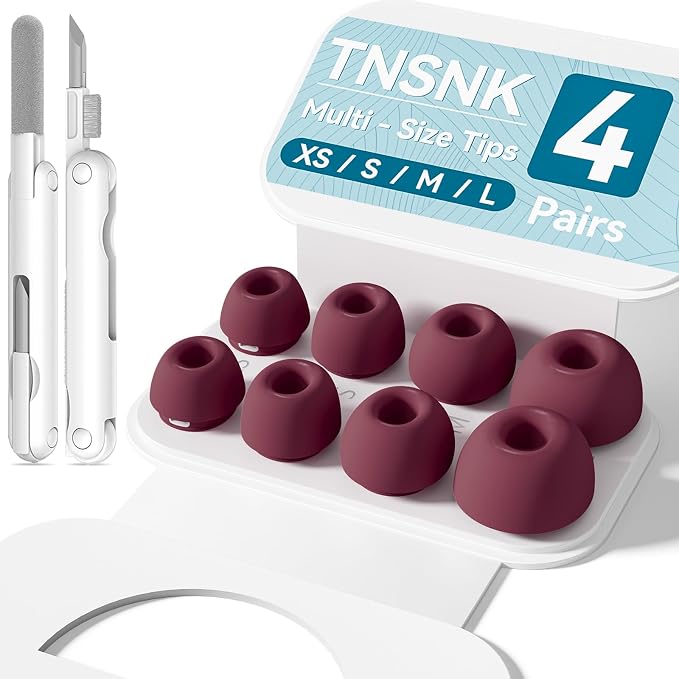 4 Pairs Replacement Ear Tips for AirPods Pro 1st /2nd(Z-Red) | with Noise Reduction Hole,Built-in dust Guard Screen Silicone Ear Tips with Cleaning Pen
