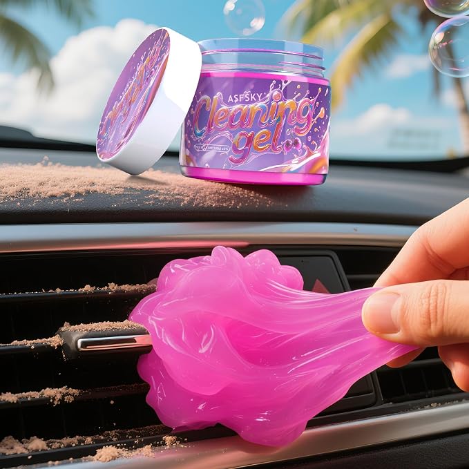 ASFSKY Car Cleaning Gel, Grape | Cleaning Putty for Car Interior, Keyboard Dust Remover, Universal Cleaning Gel, Purple, 1 Pack