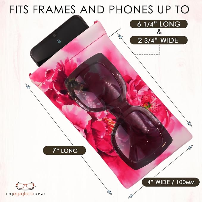 Soft Sunglasses case | Large Glasses Case Holder - Eyeglass Pouch Squeeze Top | Glasses pouch Lightweight Extra Layers