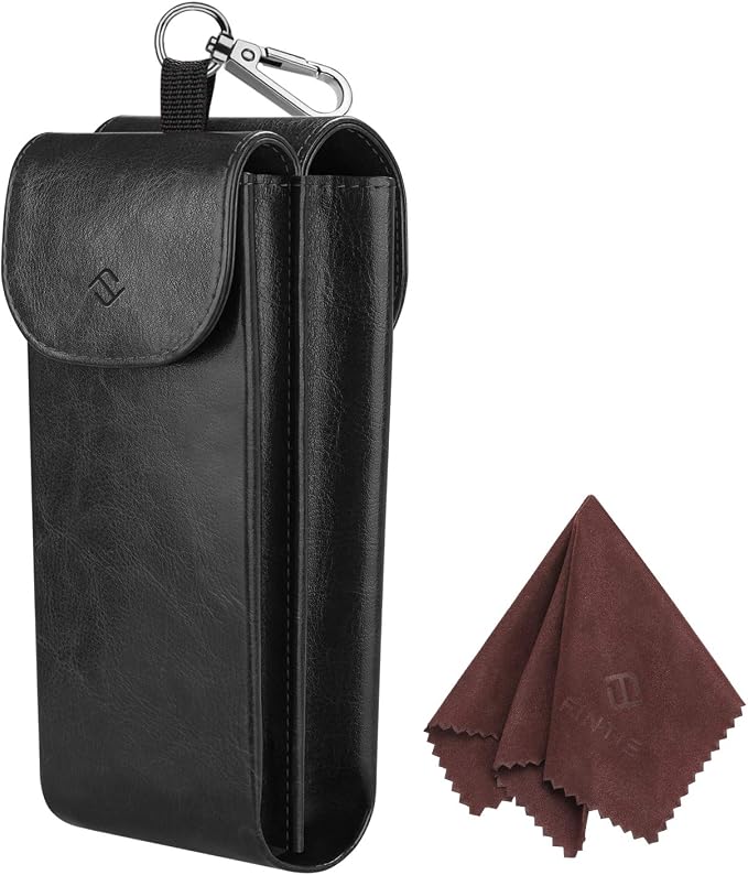 FINTIE Double Glasses Case with Carabiner Hook, Portable Vegan Leather Eyeglass Case Anti-scratch Sunglasses Pouch
