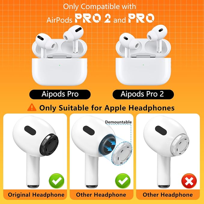 Inesore 4 Pairs Replacement Ear Tips for AirPods Pro 2nd/1st (Small-White) | with Noise Reduction Hole & Built-in dust Guard Screen,Silicone,with Portable Storage Box & Cleaner Pen(Small-white)