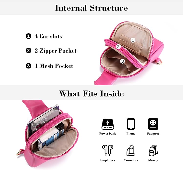 Lightweight Small Crossbody Sling Bag for Women | Mini Travel Purse,Multi-pocket with Card Slots,Durable Vegan Leather,Everyday Carry