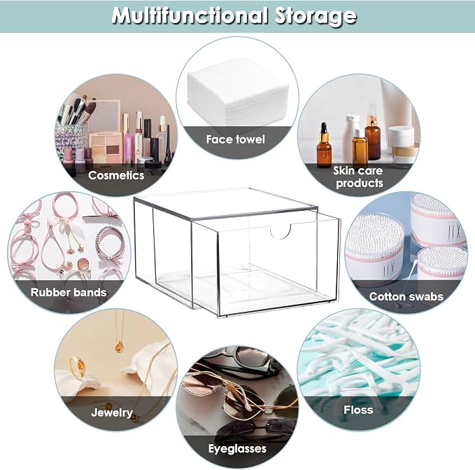 Sumnacon Disposable Face Towel Holder Clear Plastic Facial Towels Holder | Face Towels Case Organizer with Drawer Storage Compatible with Clean Skin Cluub Towel for Bathroom Vanity