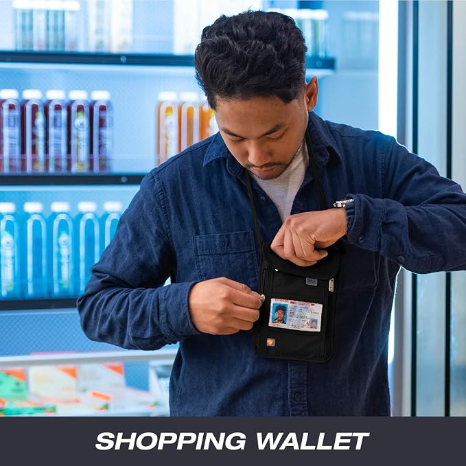 Lewis N. Clark Stash Neck Travel Wallet, RFID Blocking Passport Holder, Protect Personal Information, Slate