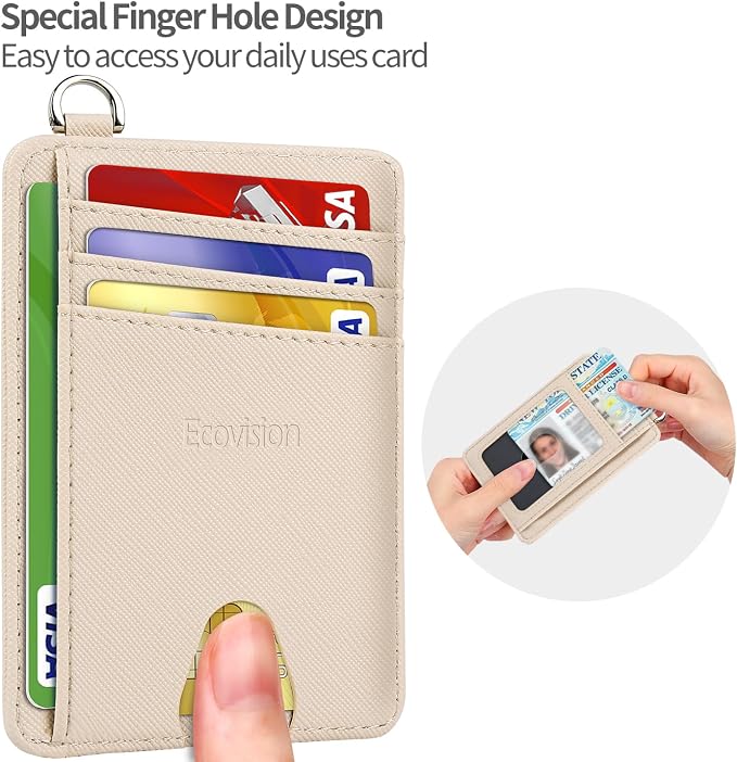 Slim Minimalist Front Pocket Wallet, RFID Blocking Credit Card Holder Wallet with Detachable D-Shackle for Men Women
