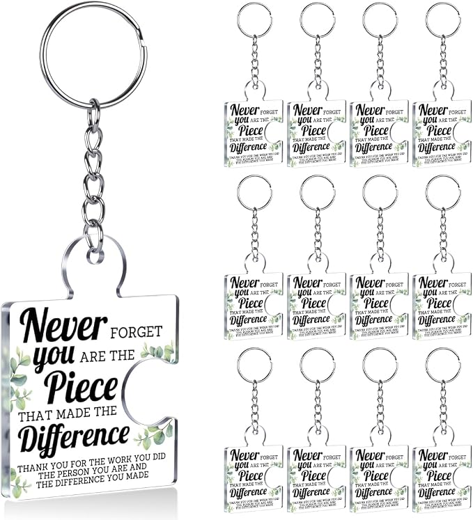 Team Appreciation Gifts Bulk Thank You Keychains for Coworkers | Gift Set for Employee, Staff, Teachers, Teamwork Puzzle Piece Keyring, Acrylic