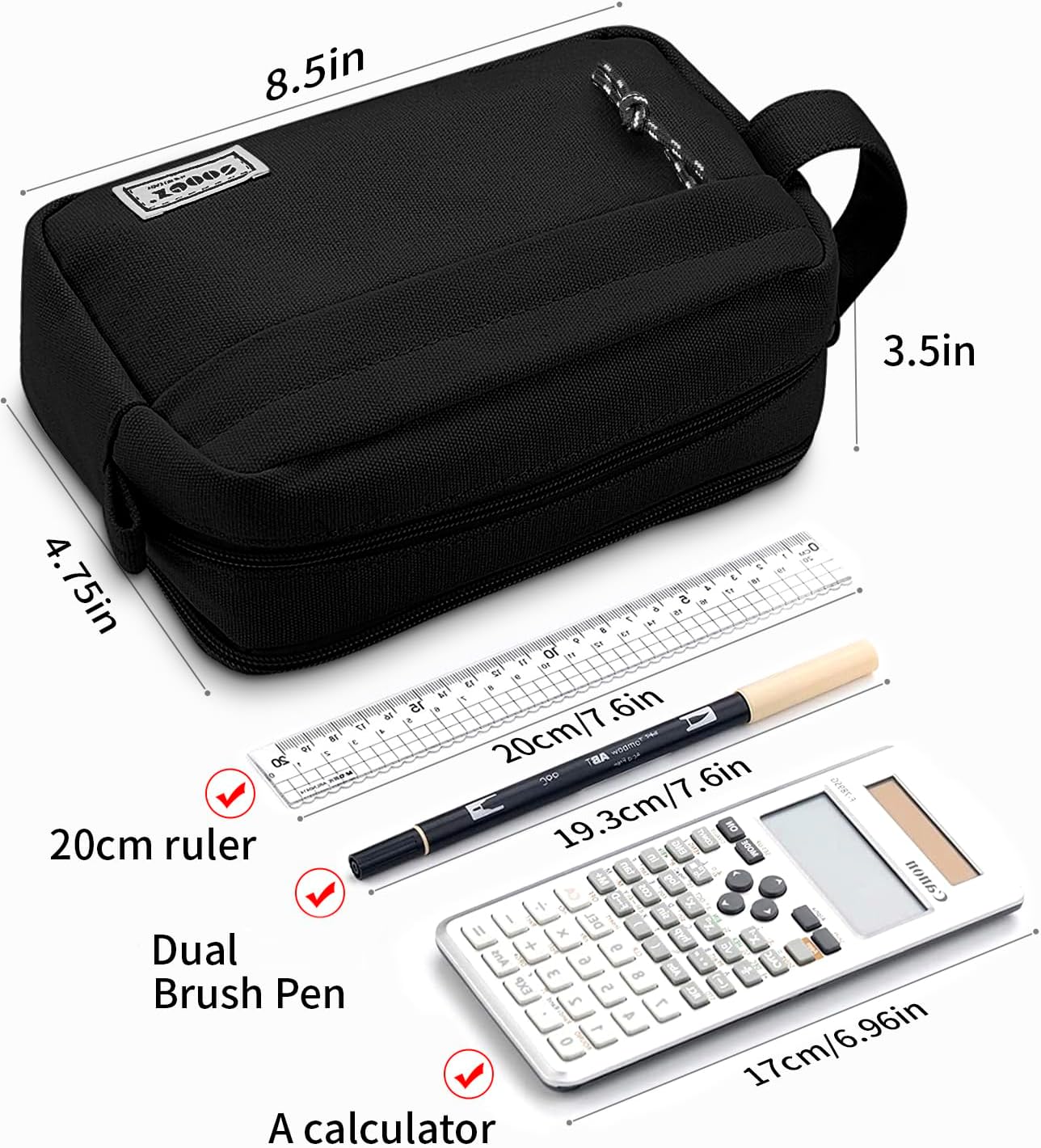 Sooez Big Capacity Pencil Case, Upgraded Canvas Pencil Pouch Large Pencil Bag Organizer, Separate Compartments Easy Grip Handle, Aesthetic Supply for School Teens Adults, Pink Pen Case