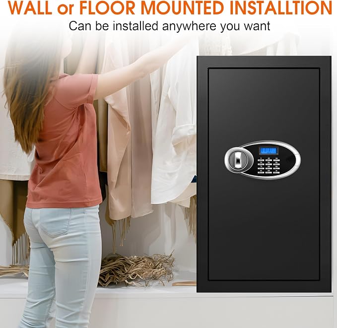 6.2 Cuft Large Fireproof Safe for Home Documents, Digital Security Personal Safety Box with Programmable Keypad, Spare Keys and 3 Removable Shelf, Anti-Theft Fire Safe Box for Money Firearm Medicine