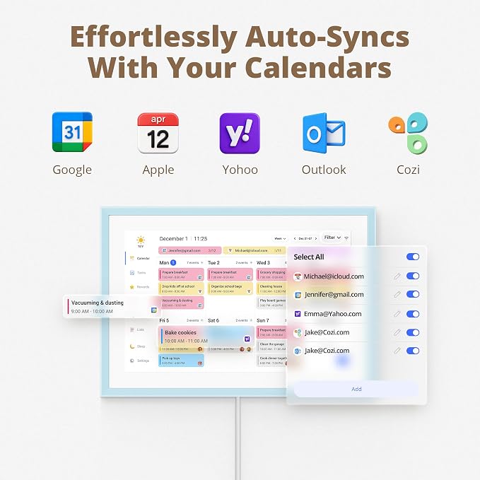 Dragon Touch 10.1-inch Digital Calendar Wall & Desk Chore Chart with Dual Swappable Snap Frames Smart Family Planner, Digital Picture Frame for Mom, Women, Christmas & Weddings
