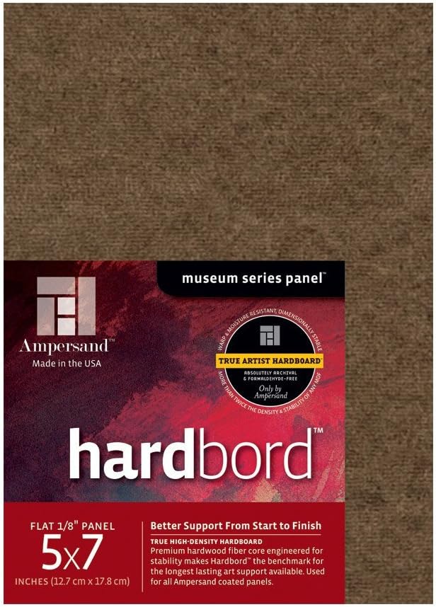 Ampersand Art Supply Hardboard Wood Painting Panel: Museum Series Hardbord, 5" x 7" 3-Pack, 1/8 Inch Flat Profile