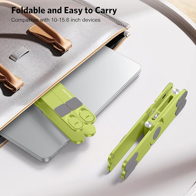 OMOTON LA10 360° Rotating Laptop Stand Riser Foldable for Desk, Citron | Aluminium Aolly, Adjustable Height Angles, Collaborative Work, Easy Storage, Fits Laptops up to 17", for MacBook Pro/Air HP