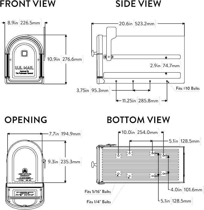 Architectural Mailboxes Roxbury Post Mount Mailbox, Black, Large | Galvanized steel build for outside with rust-resistant powder-coat finish and a magnetic door closure. USPS approved.