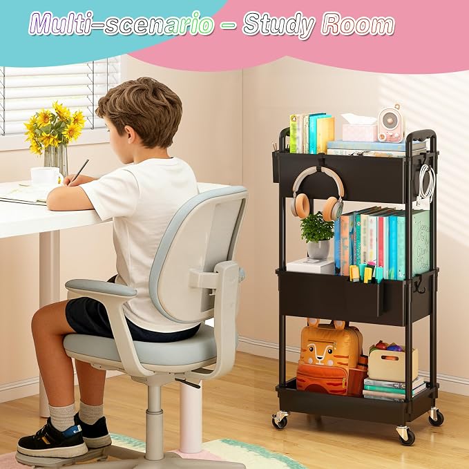 SUNALLY Baby Diaper Caddy Cart,3 Tier Rolling Diaper Cart for Nursery | Large Capacity & Easy Assemble Diaper Storage Organizer with Lockable Wheels for Newborn, New Mom, Baby Girl Boy Essentials