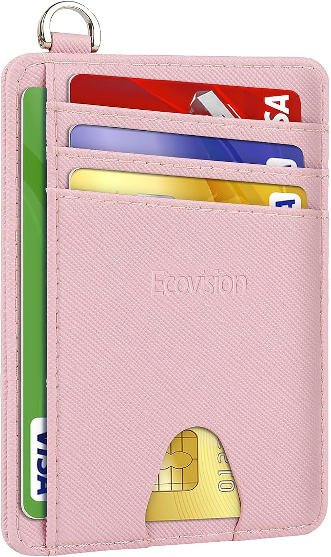 Slim Minimalist Front Pocket Wallet, RFID Blocking Credit Card Holder Wallet with Detachable D-Shackle for Men Women