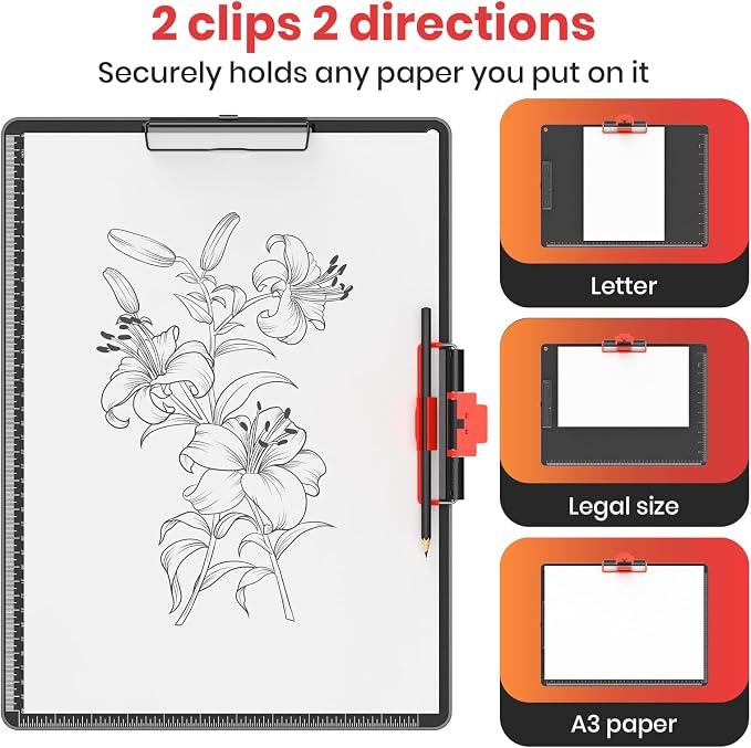 Clipboard with Pen Holder, Aluminum Protection Edge, Dual Clips (2-in-1 Holds Paper & Pen), A3 Size 11" x 17", Heavy Duty Portable Writing Board, for Classroom Office School Doctor Coach(Black,1 Pack)