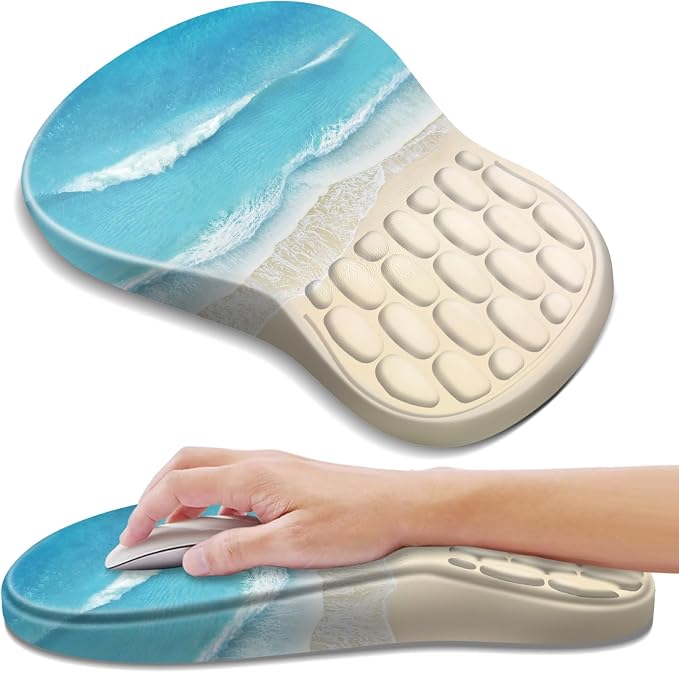 YIWEI Ergonomic Mouse Pad with Wrist Rest for Carpal Tunnel Pain Relief | Memory Foam Wrist Support,Non-Slip Rubber Base, Keyboard Computer Mousepad,Lycra Cloth Surface,Gaming Home Office