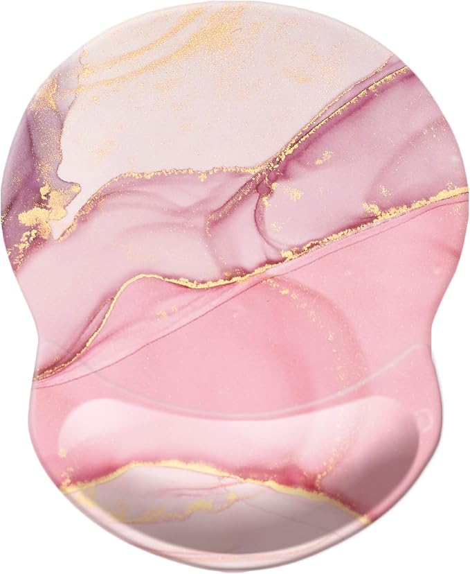 Mouse Pad with Wrist Support, Non Slip Mousepad Wrist Rest for Office, Computer, Laptop & Mac-Comfortable & Lightweight Ergonomic Support Mouse Mat(Pretty Marble-E)