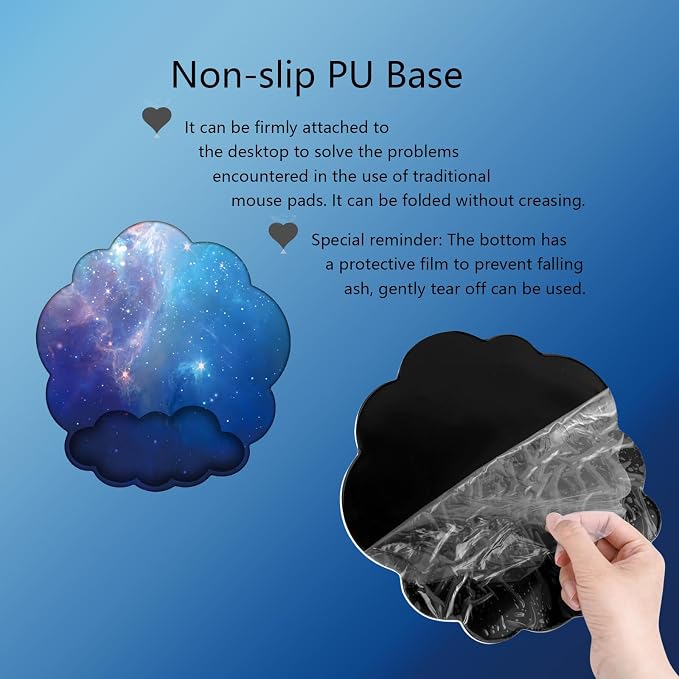 Cloud Wrist Rest Keyboard Galaxy Mouse Pad with Wrist Rest Ergonomic Space Wrist Pad Memory Foam Non-Slip Wrist Pad Support for Computer Laptop Gaming Home Office Relief Typing Pain Gradient Blue