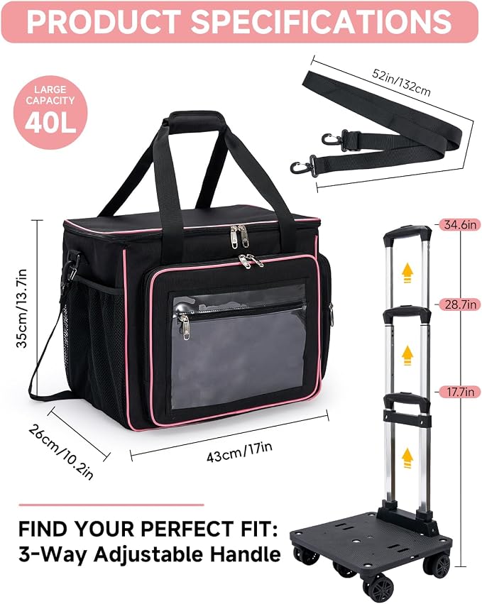 Amythe Teacher Bag with Wheels, 15.6" Rolling Briefcase for Women for Work | Water-Resistant • Detachable Trolley & 5 Wheels • Charger & bottle storage