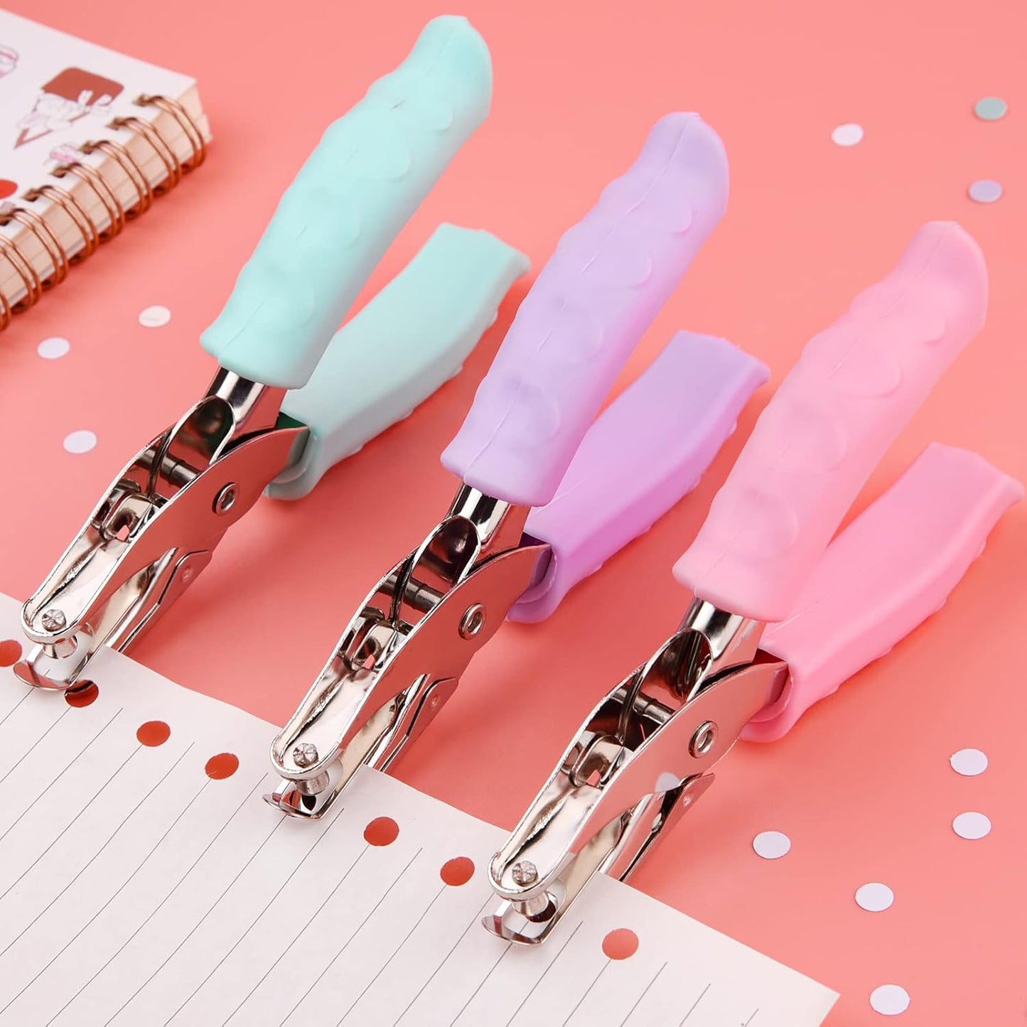 NEBURORA Hole Punch, Purple Single Hole Puncher Metal with Soft-Handled for DIY Craft Tags Clothing Ticket Scrapbook Tool, 3 Colors Options