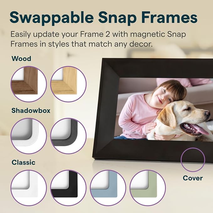 Skylight Digital Picture Frame 2 – 10" Full HD Wi-Fi Touch Screen, 16GB Digital Photo Frame, Load Photos & Videos Directly from Phone, Anti-Glare – Personalized Gifting, Silver