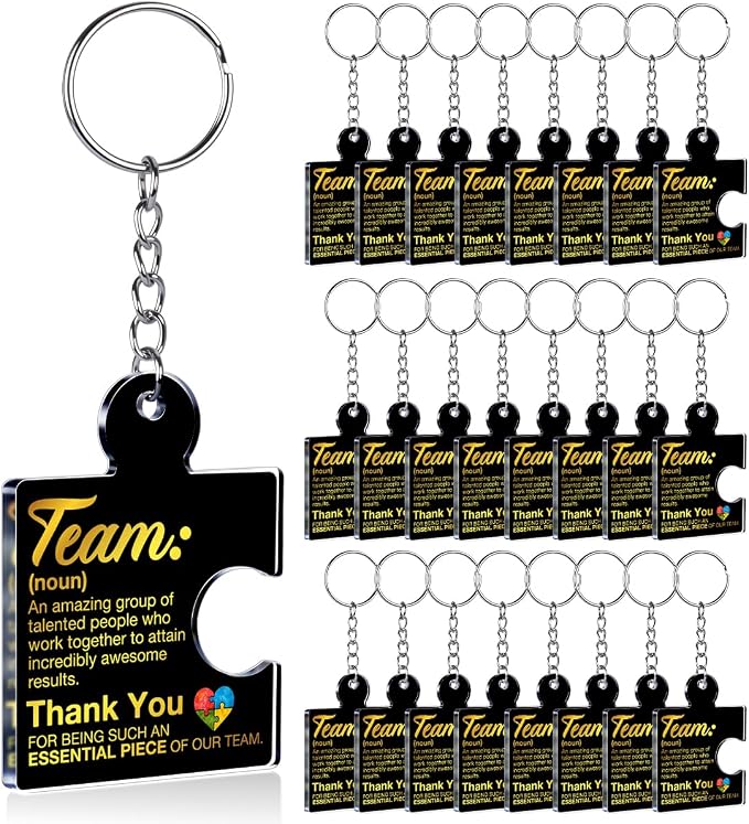 Team Appreciation Gifts Bulk Thank You Keychains for Coworkers | Gift Set for Employee, Staff, Teachers, Teamwork Puzzle Piece Keyring, Acrylic