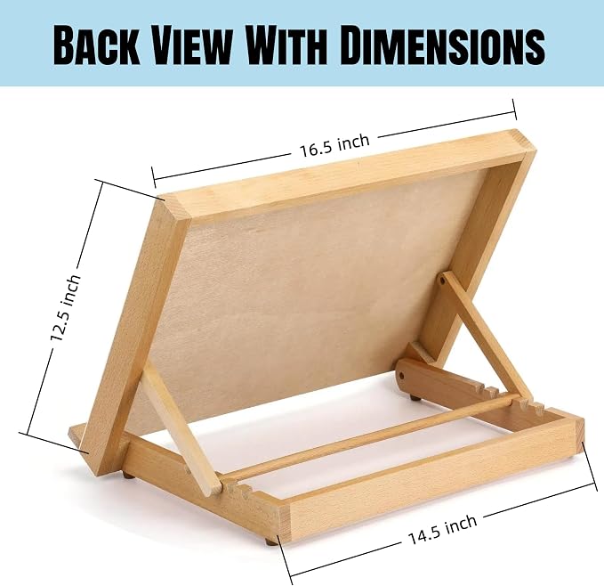 12.5"x16.5" Foldable Beechwood Tabletop Painting Easel | Portable Drafting Table & Art Stand, 5-Position Desk Easel With Smooth Art Board For Studio Sketching, Art Supplies