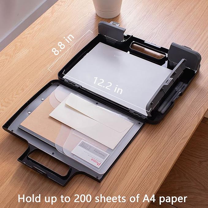 Heavy Duty Clipboard with Storage Case, Portable Handle Clipboard | Heavy Duty, Side-Opening, High Capacity, Portable, Durable Plastic, A4 Size, Ideal for Office, Business, School